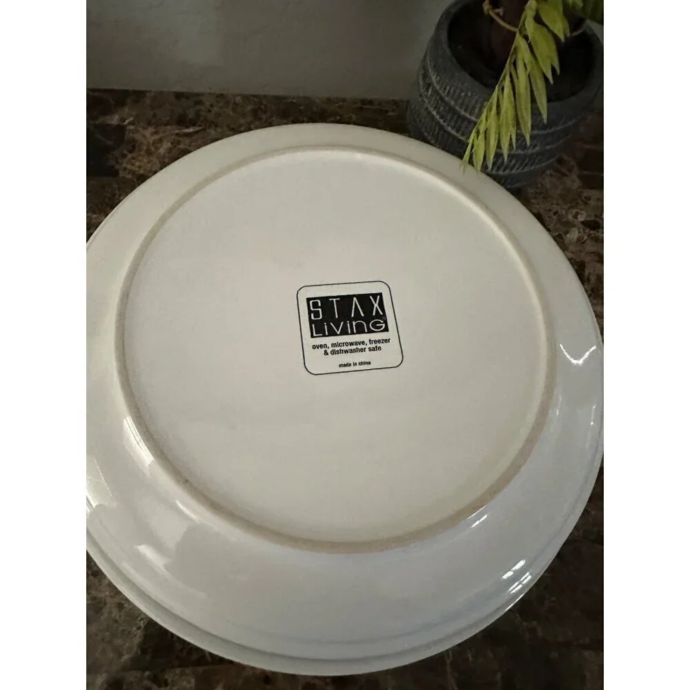 STAX Living Dinner Stoneware 10.5 Bone White Plate set